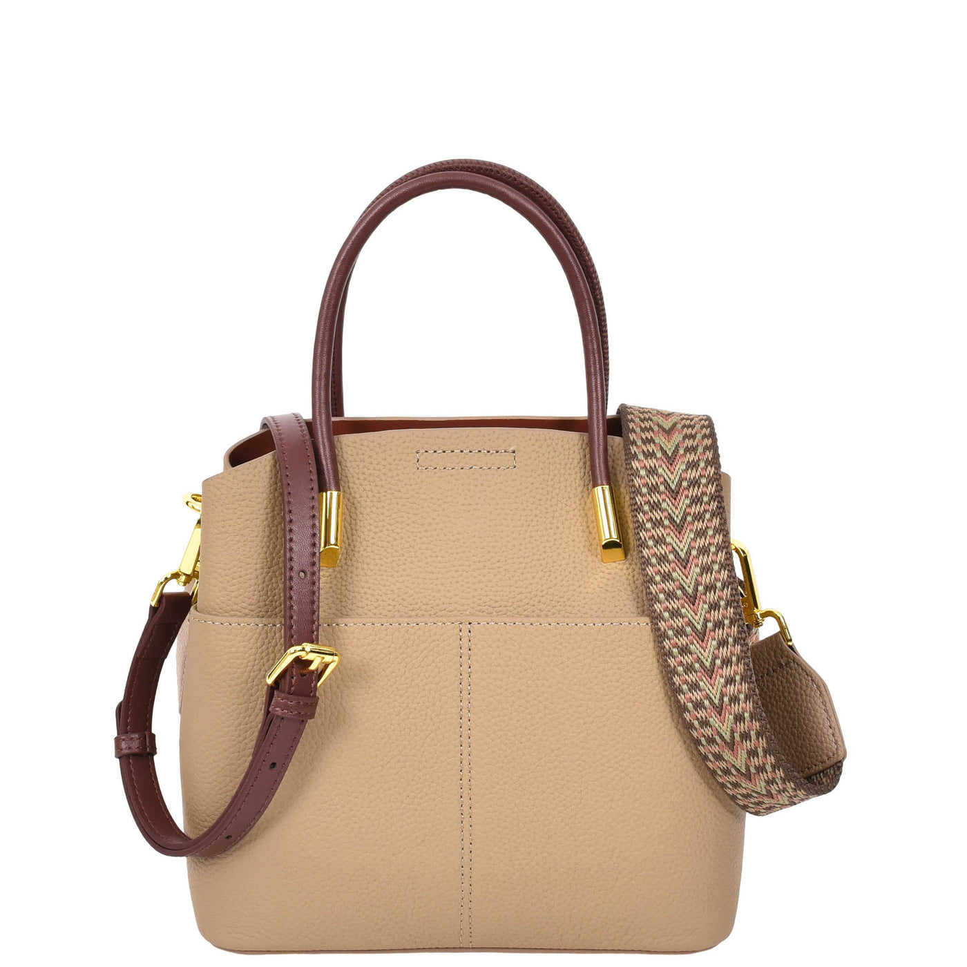 Women's Leather Top Handle Bag Ella Beige ( Min Order From 10/Pcs )