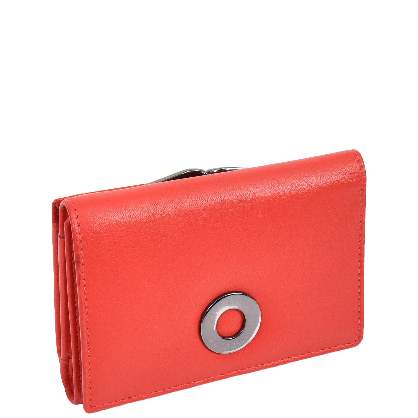 Women's Leather Trifold Metal Frame Purse Small Ravenna Red (Min Order From 20Pcs)