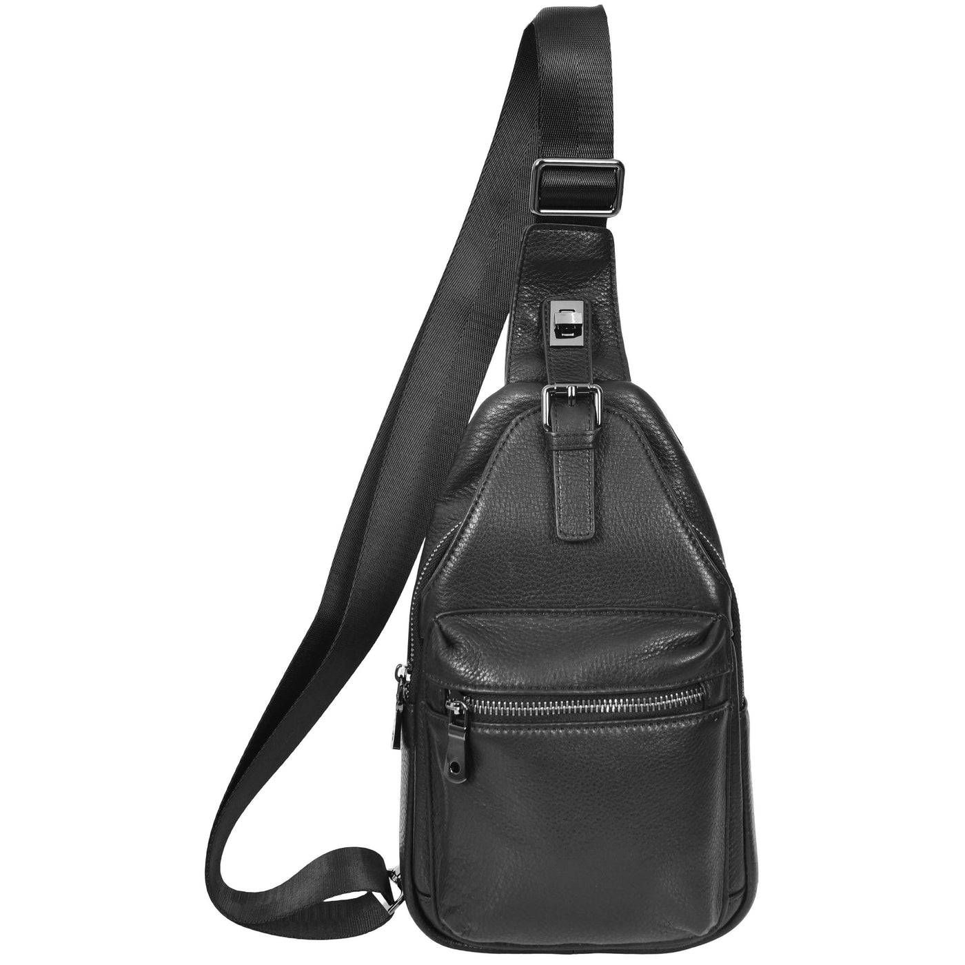 Real Leather Cross Body Chest Bag Phoenix Black (Min Order From 10Pcs)