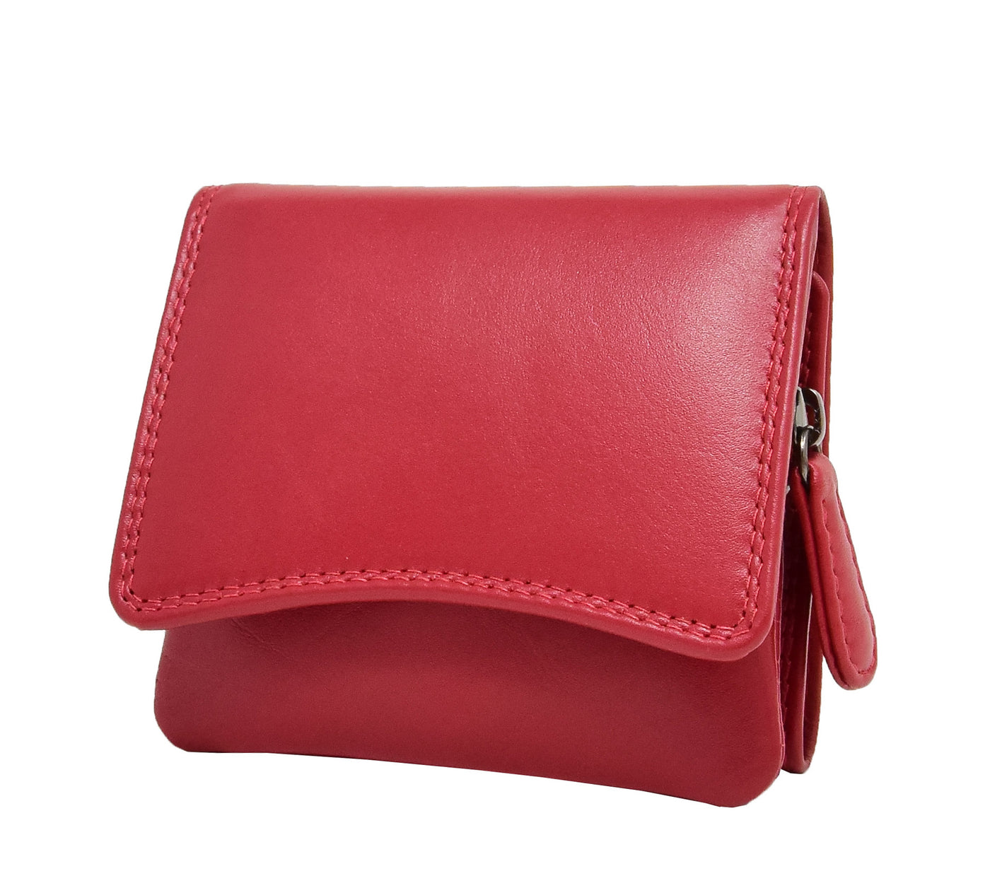 Womens Small Trifold Leather Purse Carmel RED (Min Order From 20Pcs)