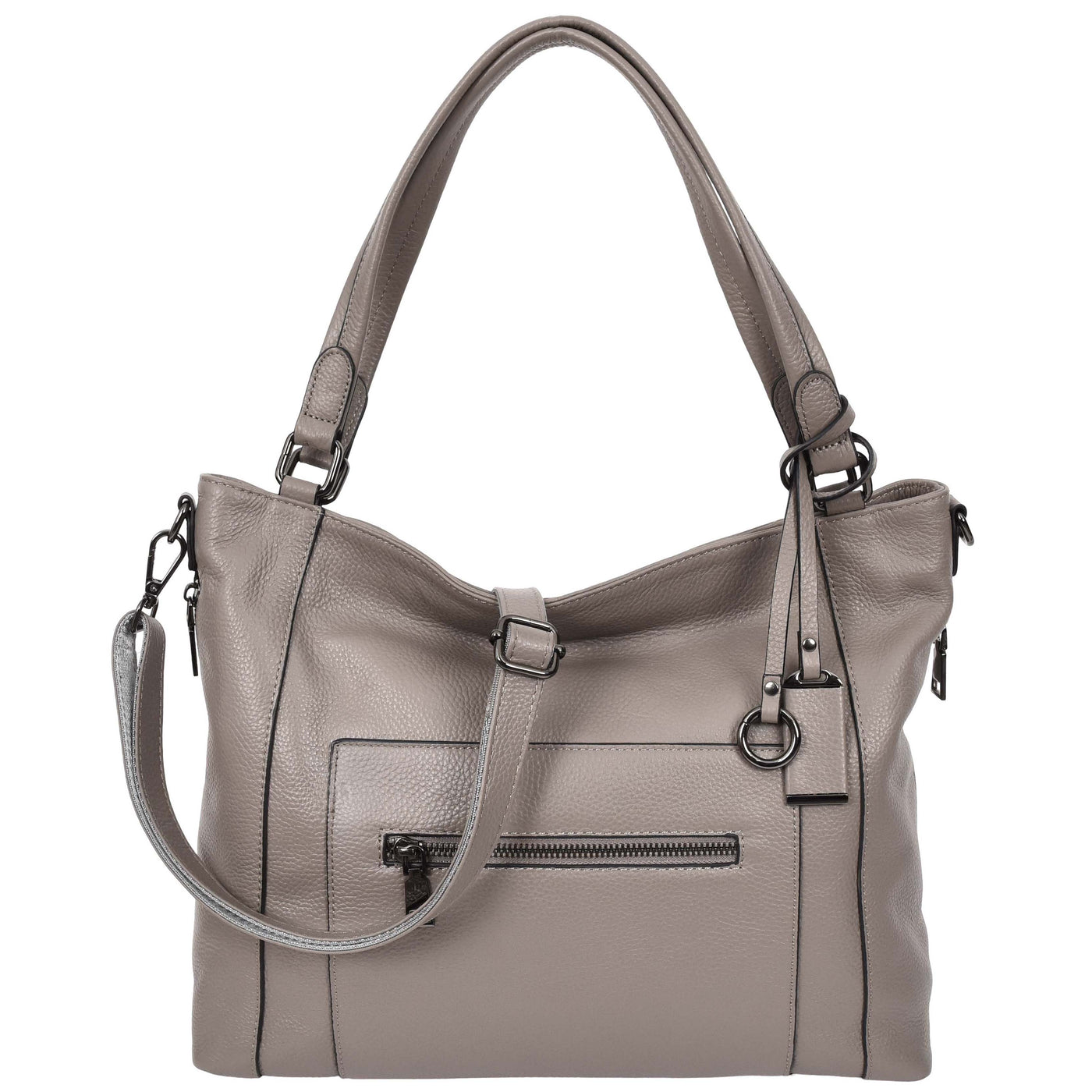 Women's Leather Tote Shoulder Handbag Evelyn Grey ( Min Order From 10/Pcs )