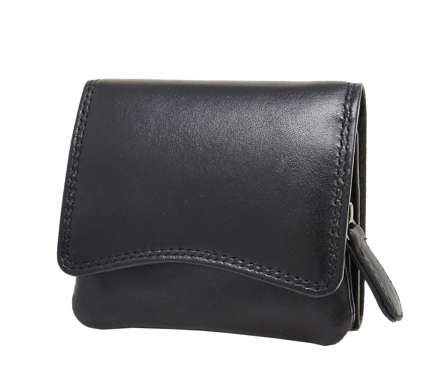 Womens Small Trifold Leather Purse Carmel Black (Min Order From 20Pcs)