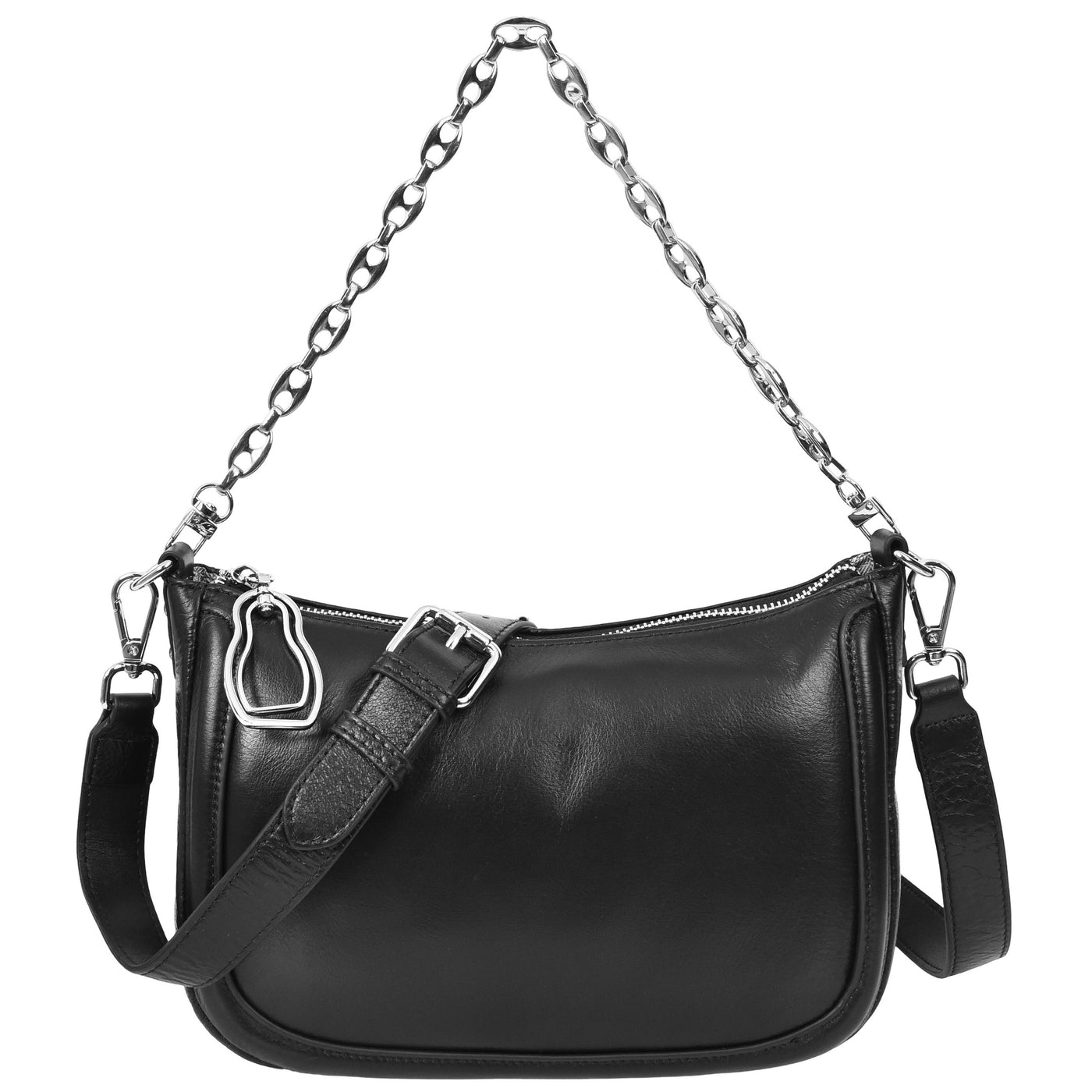 Women's Leather 2-in-1 Cross Body Handbag Aurora Black ( Min Order From 10/Pcs )
