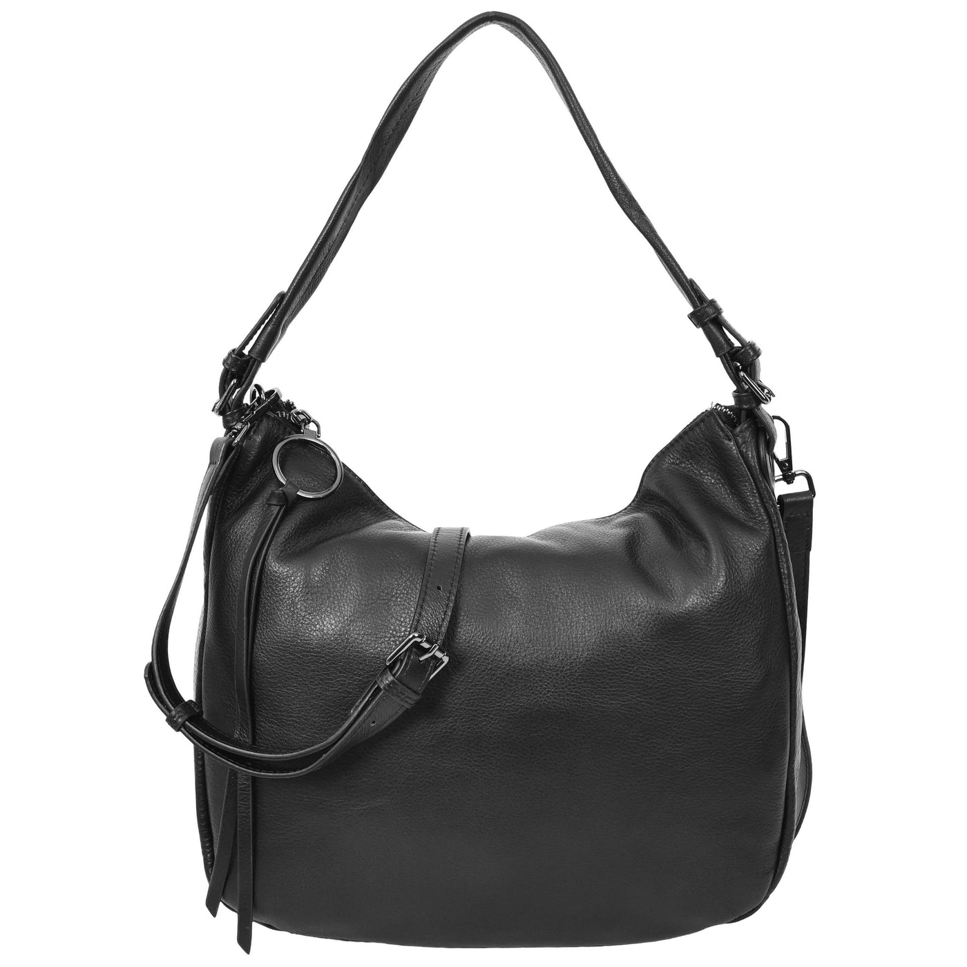 Women's Real Leather Hobo Style Handbag Diana Black ( Min Order From 10/Pcs )