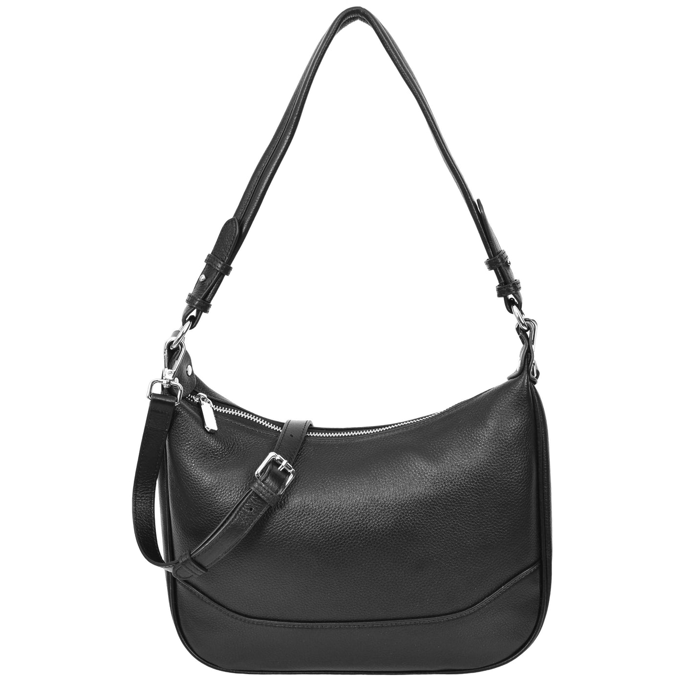 Women's Leather Hobo Style Shoulder Bag Daphne Black ( Min Order From 10/Pcs )