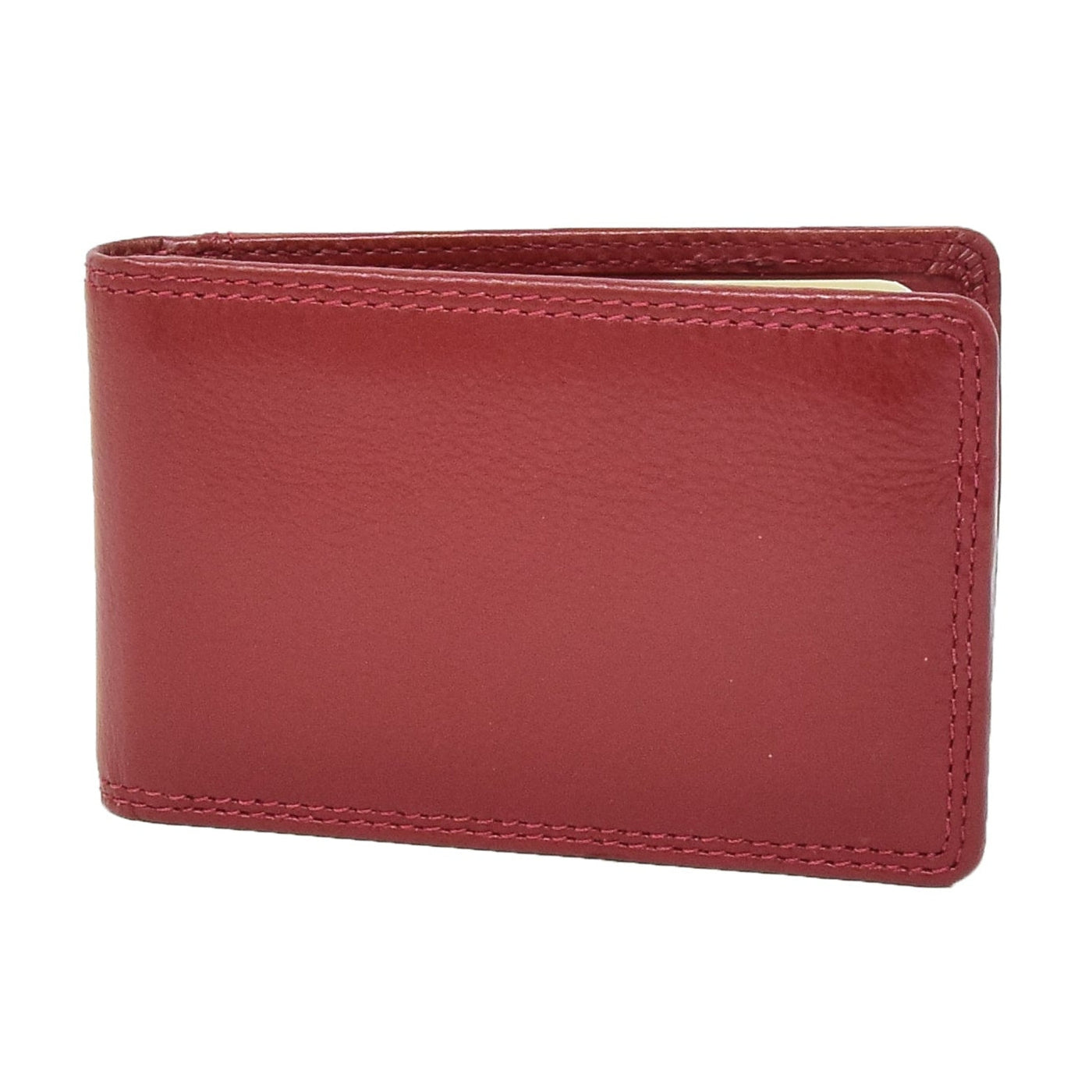 Slim Fold Leather Card Wallet Madrid Red ( Min Order From 20/Pcs )