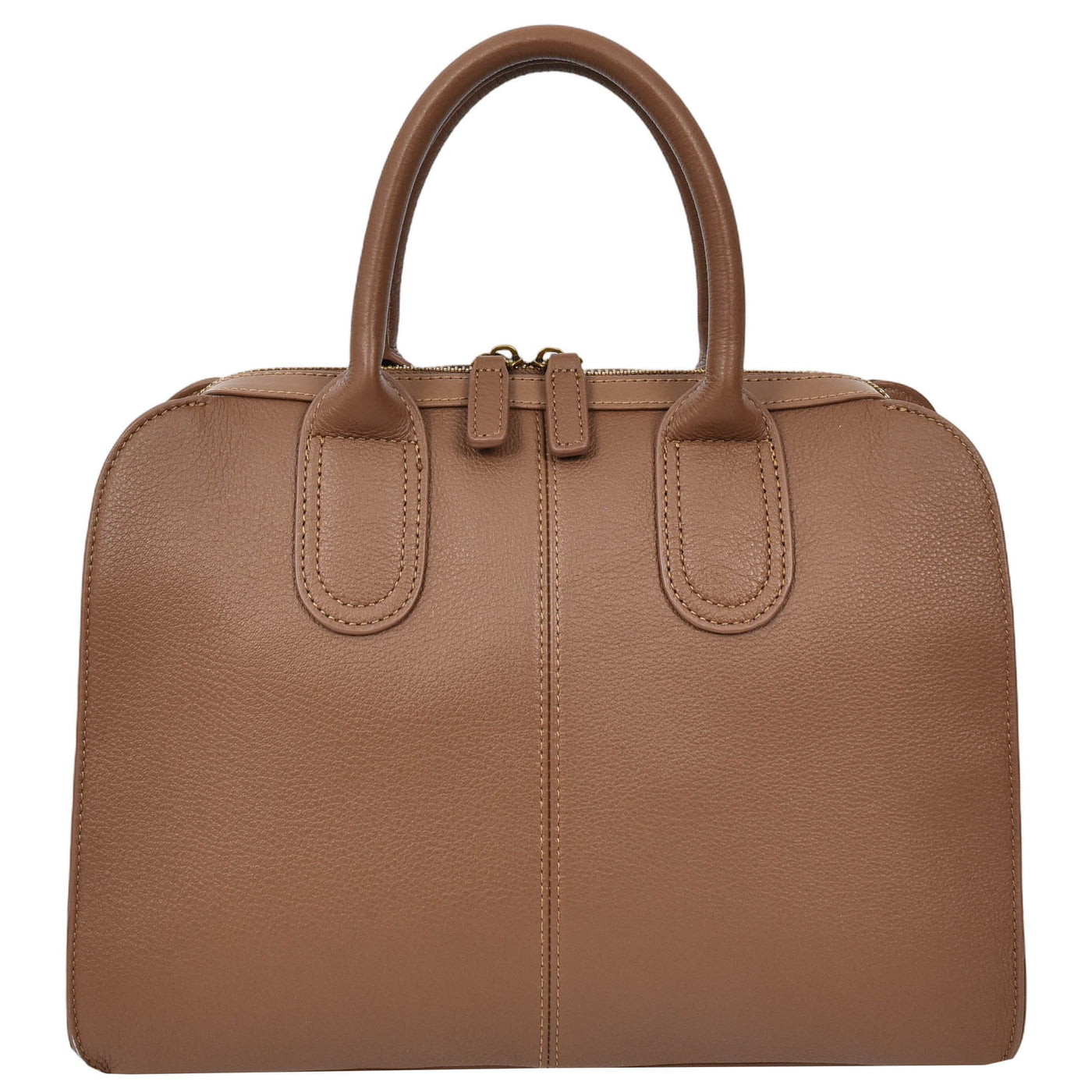 Women's Real Leather Handbag Classic Organiser Top-Handle Style Meadow Brown (Min Order From 10Pcs)