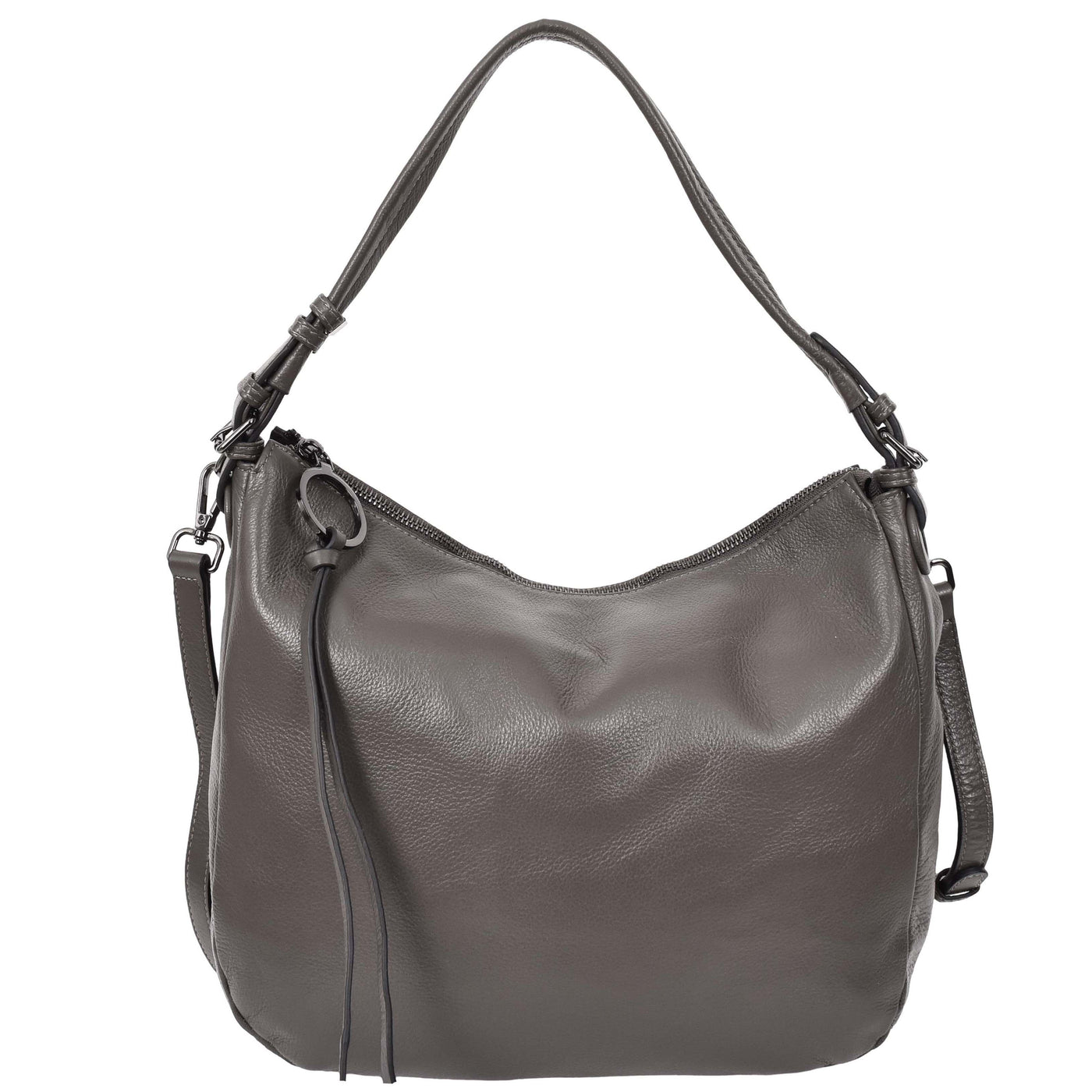 Women's Real Leather Hobo Style Handbag Diana Grey ( Min Order From 10/Pcs )