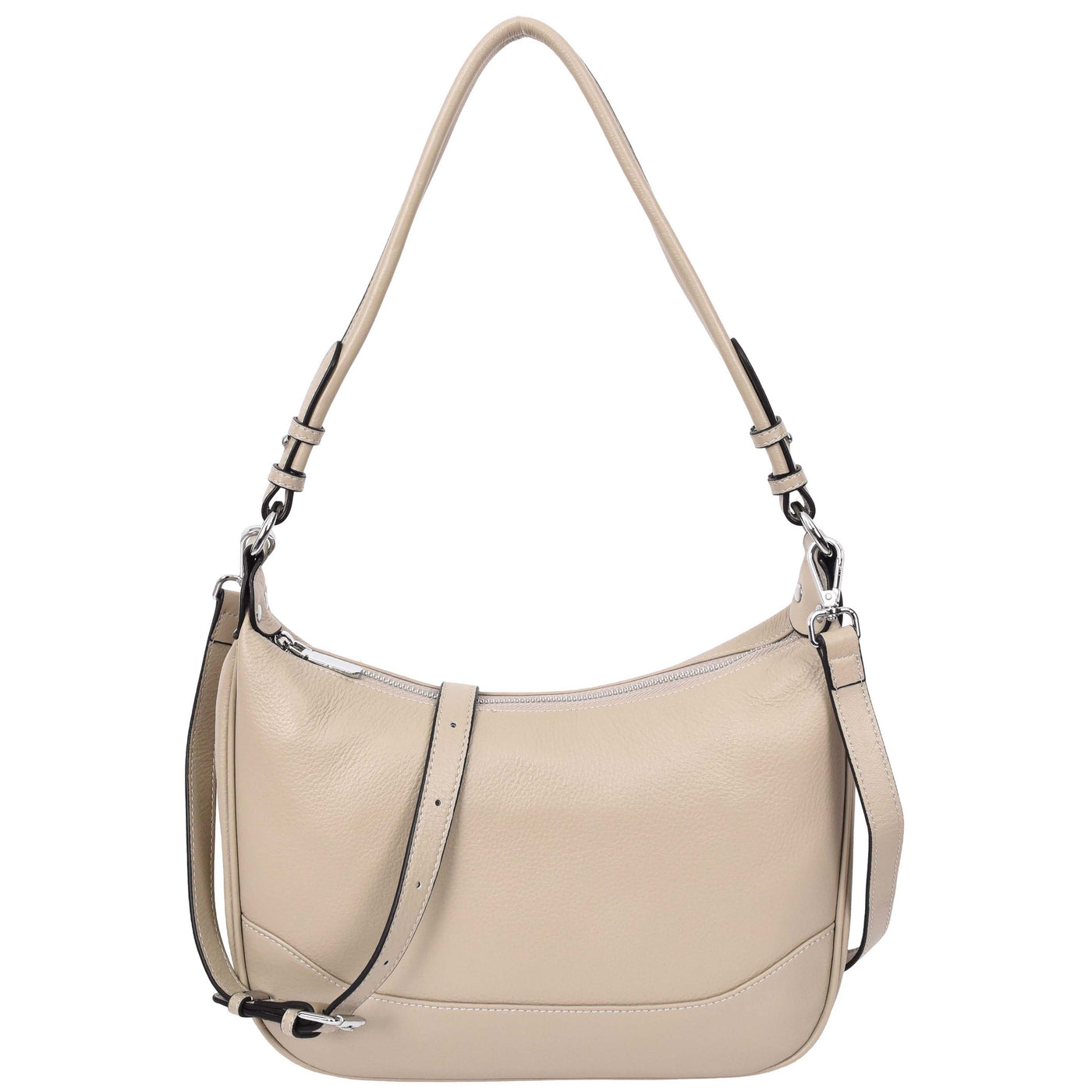 Women's Leather Hobo Style Shoulder Bag Daphne Taupe ( Min Order From 10/Pcs )