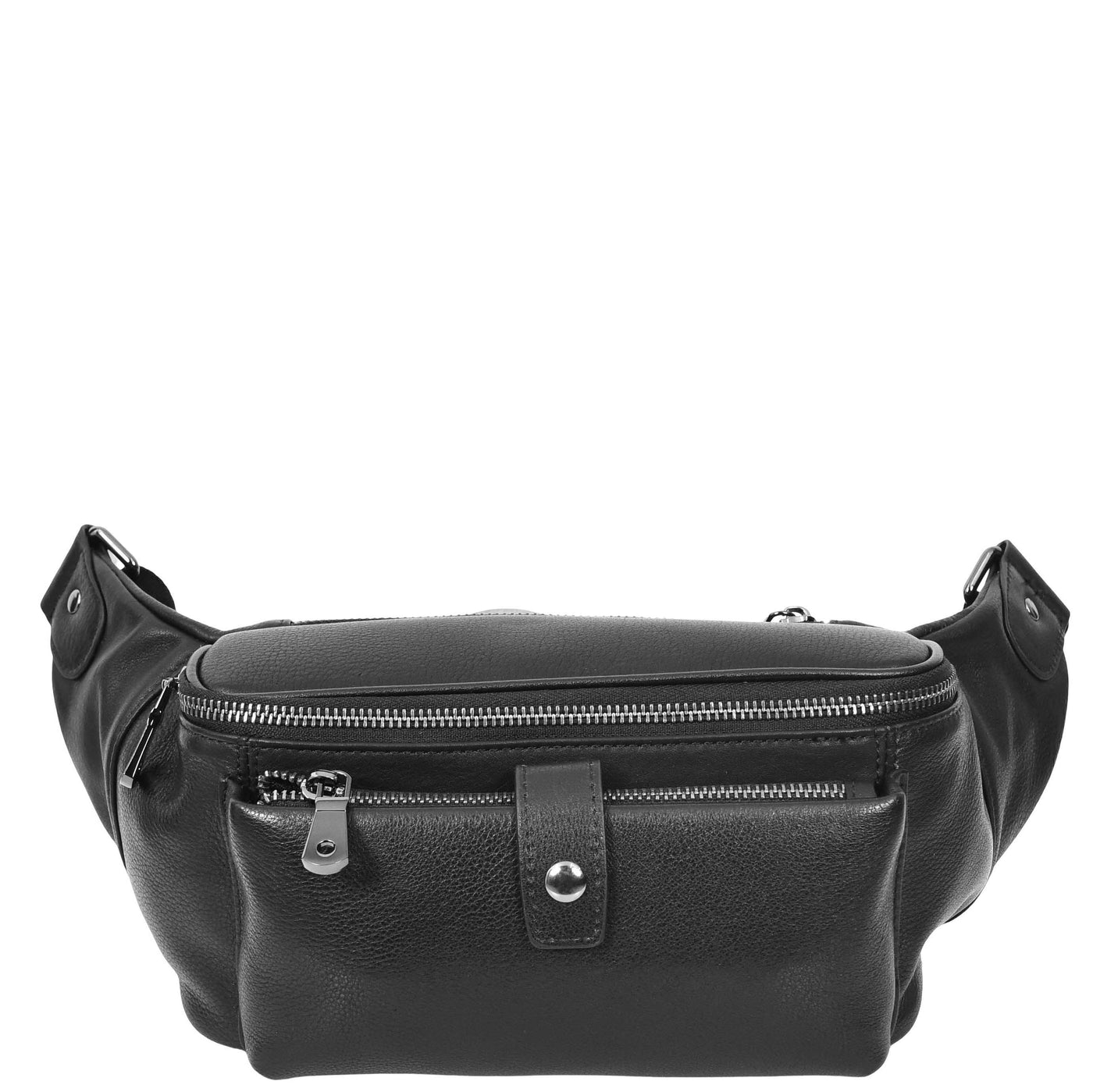 Real Leather Bum Bag Milan Black (Min Order From 10Pcs)