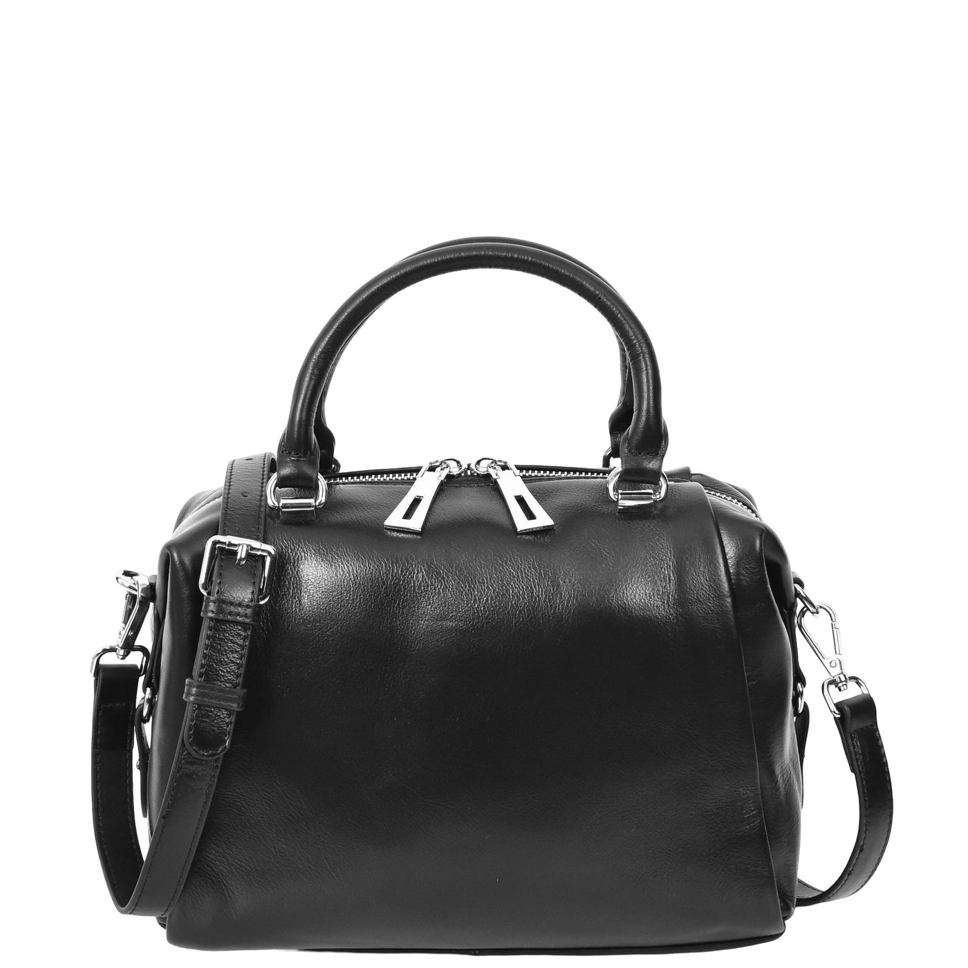 Women's Leather Small Barrel Shape Handbag Luna Black ( Min Order From 10/Pcs )