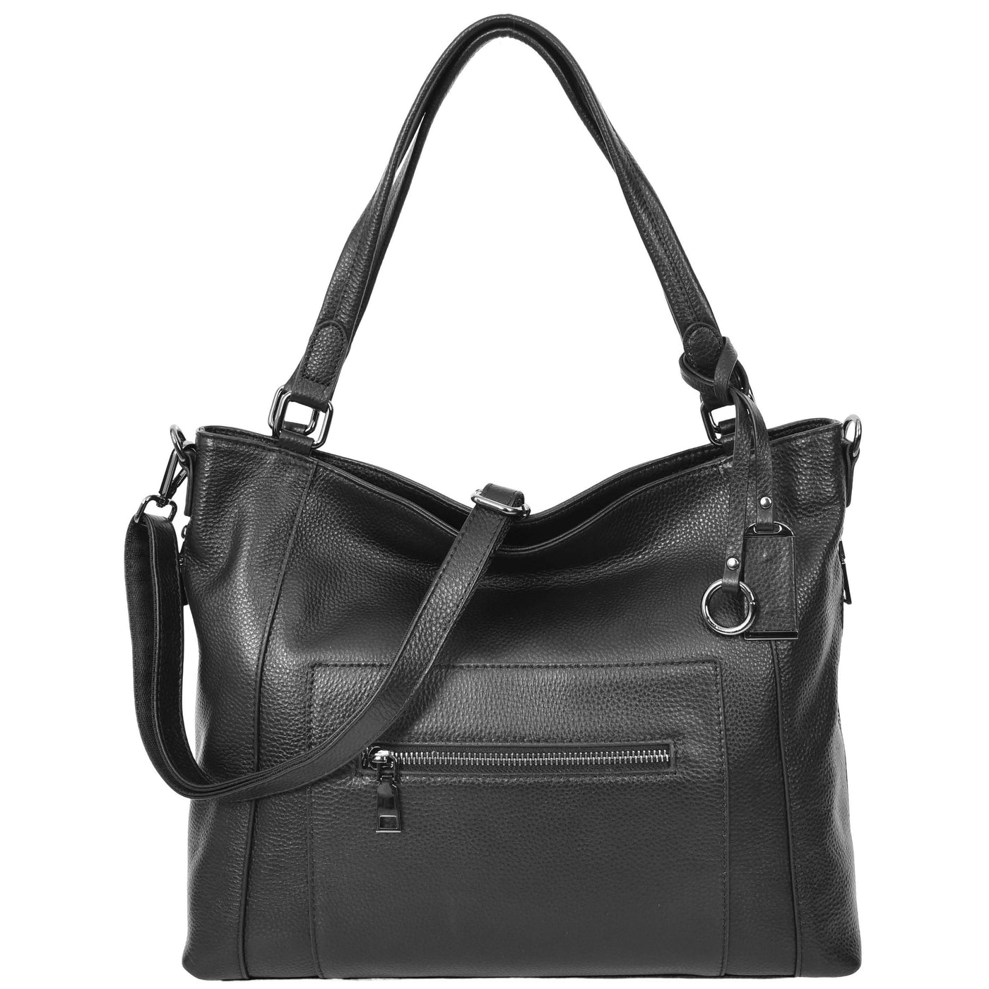 Women's Leather Tote Shoulder Handbag Evelyn Black ( Min Order From 10/Pcs )
