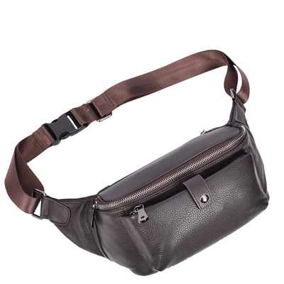 Real Leather Bum Bag Milan Brown (Min Order From 10Pcs)