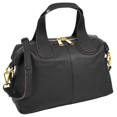 Women's Real Leather Handbag Small Cross Body Shoulder Bag Dahlia Black ( Min Order From 10/Pcs )