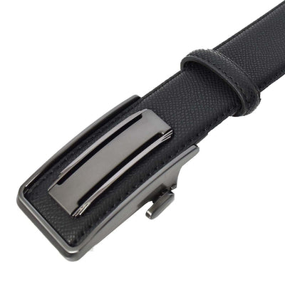 Mens Real Leather Adjustable Ratchet Automatic Casual Buckle Belt Luton Black (Min Order From 10/Pcs )