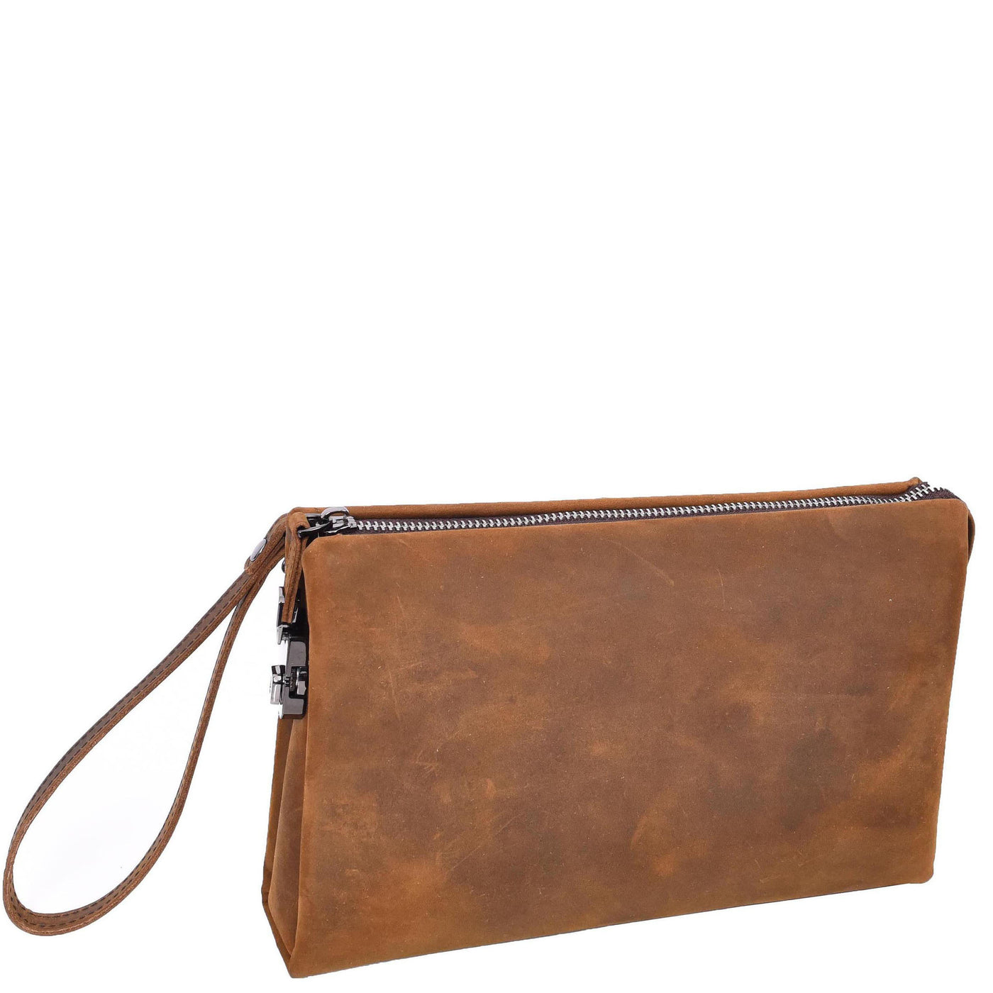 Real Leather Lockable Wrist Bag Thames Tan ( Min Order From 10/Pcs )