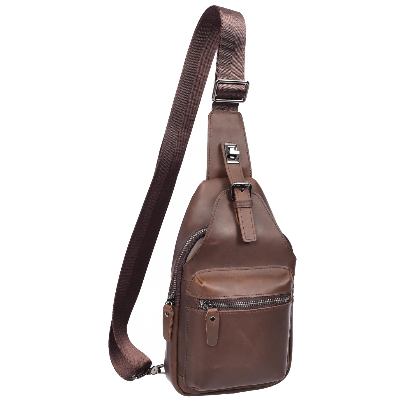 Real Leather Cross Body Chest Bag Phoenix Rusty Brown (Min Order From 10Pcs)