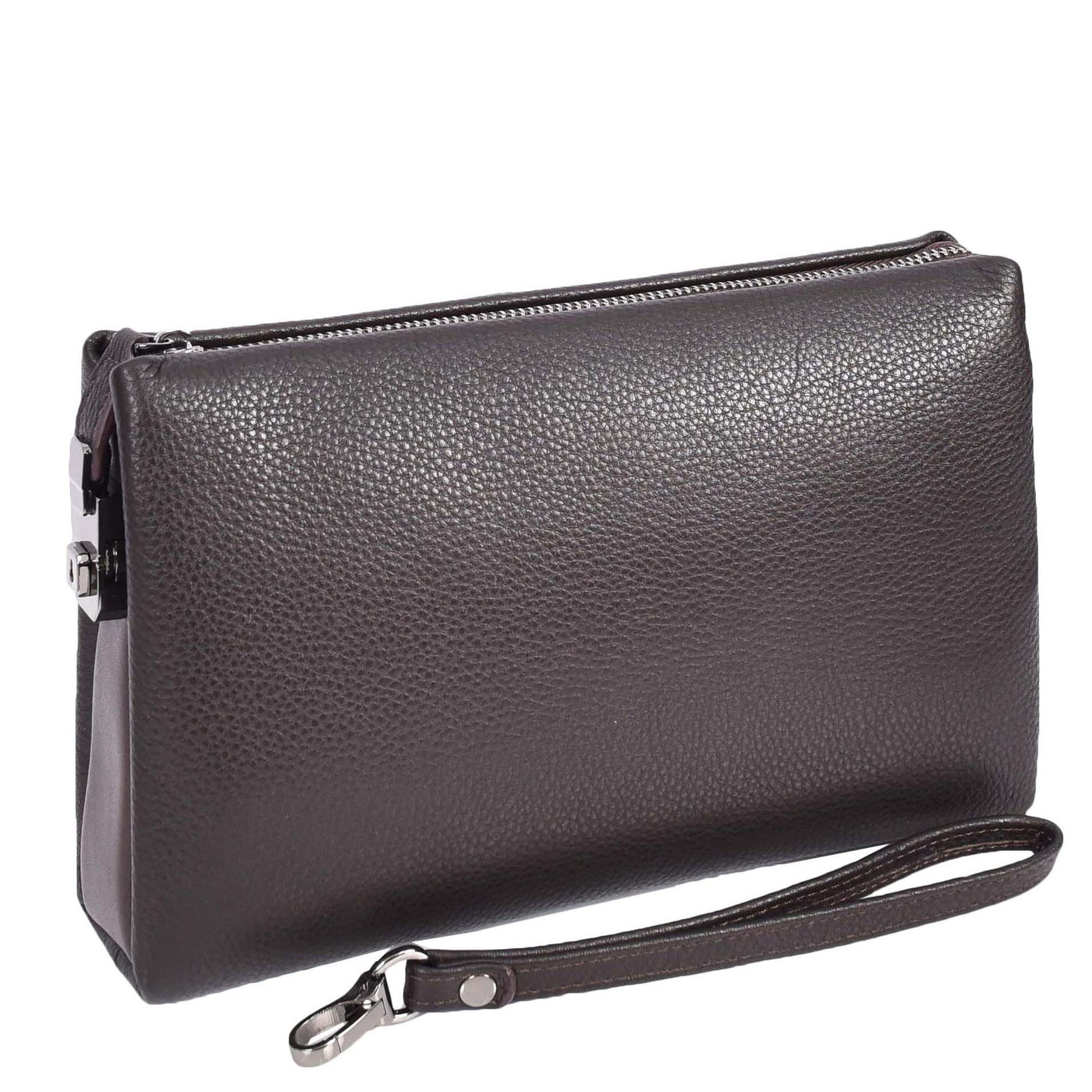 Real Leather Lockable Wrist Bag Thames Brown ( Min Order From 10/Pcs )