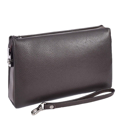 Real Leather Lockable Wrist Bag Thames Brown ( Min Order From 10/Pcs )