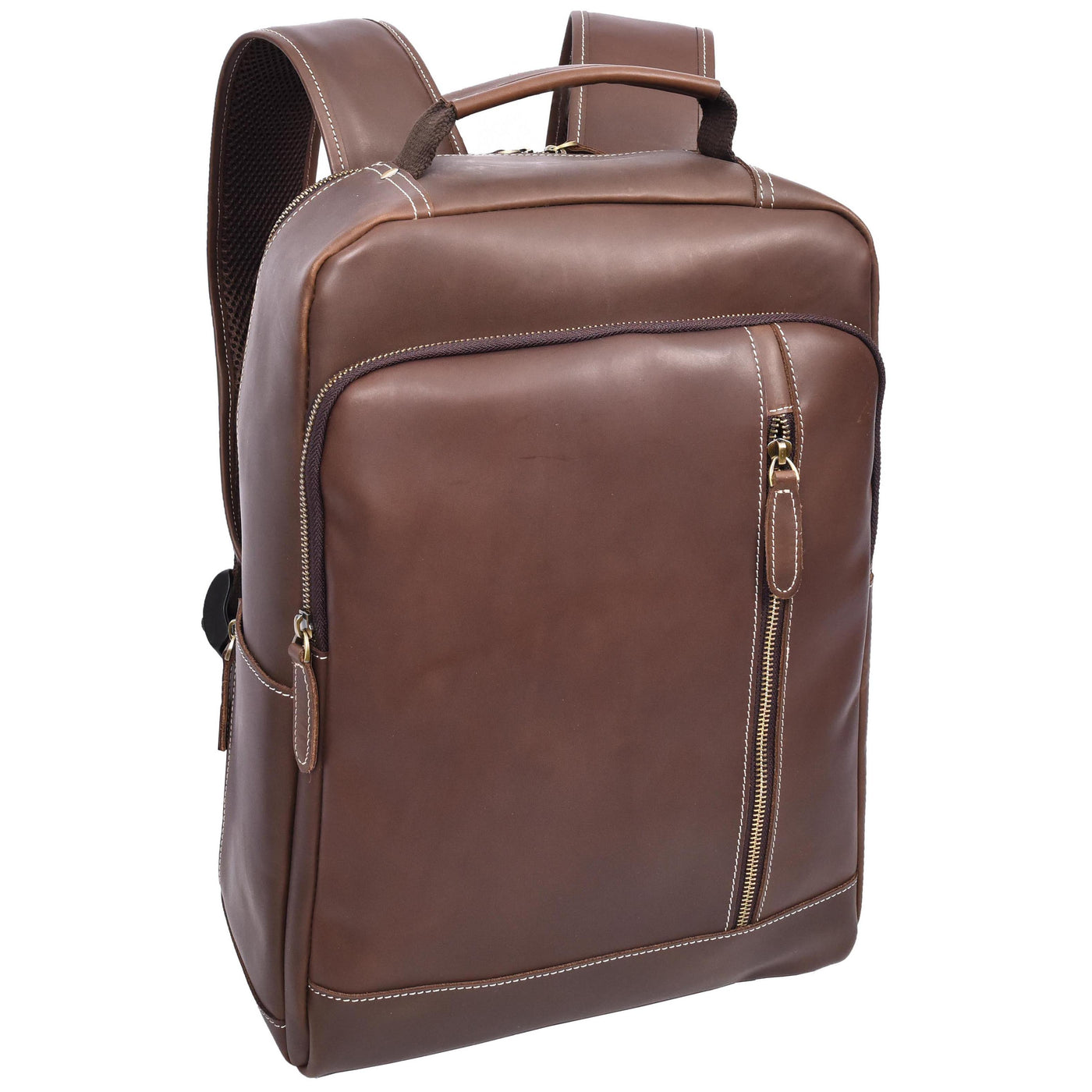 Mens Real Leather Backpack Large Size Laptop Travel Rucksack Cliff BROWN HUNTER ( Min Order From 10/Pcs )
