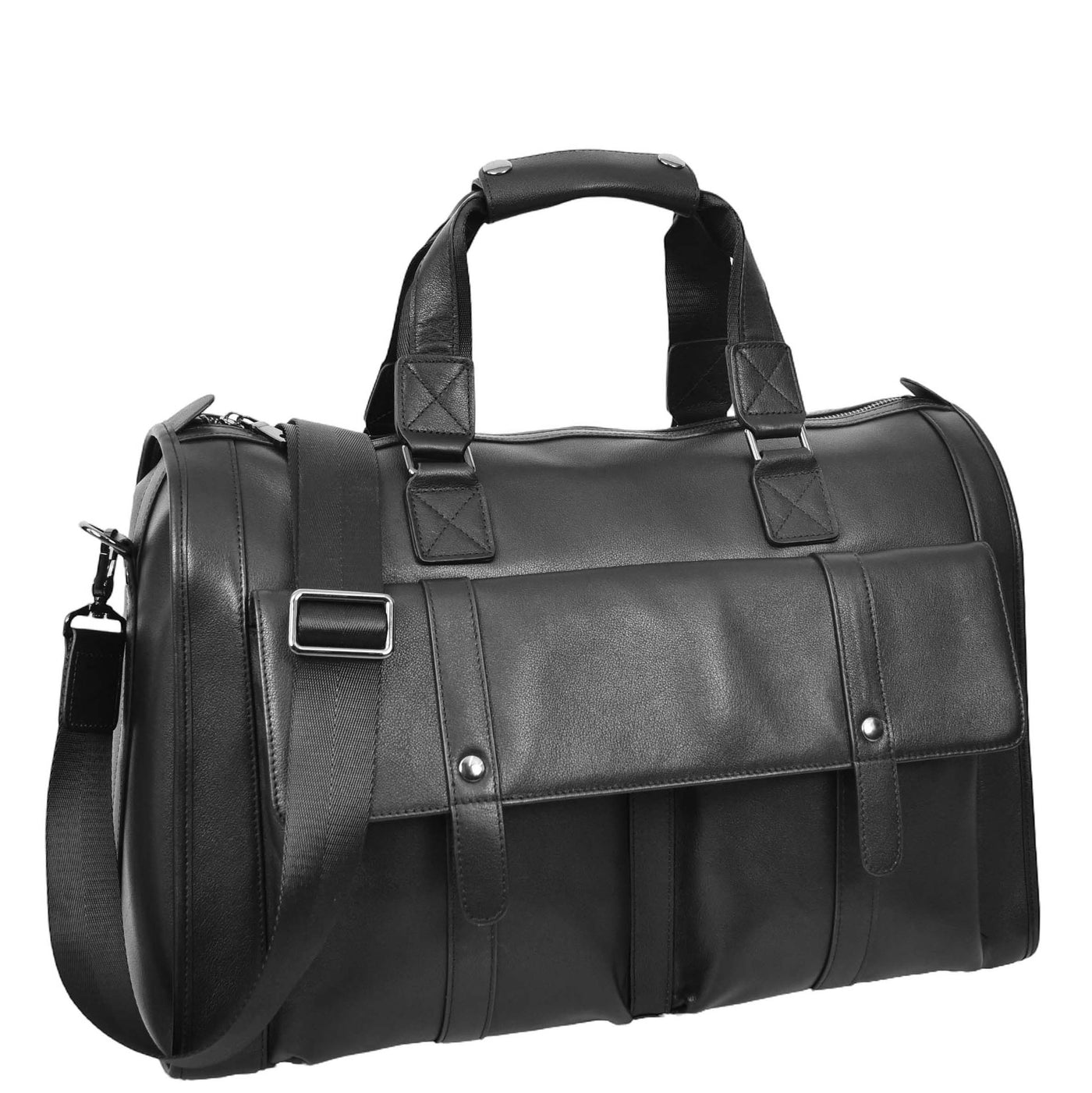 Leather Holdall Large Size Weekend Bag Wellington Black (Min Order From 10Pcs)