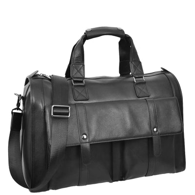 Leather Holdall Large Size Weekend Bag Wellington Black (Min Order From 10Pcs)