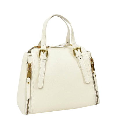 Womens Real Leather Handbag Small Size Top-Handle Style Juniper White (Min Order From 10Pcs)