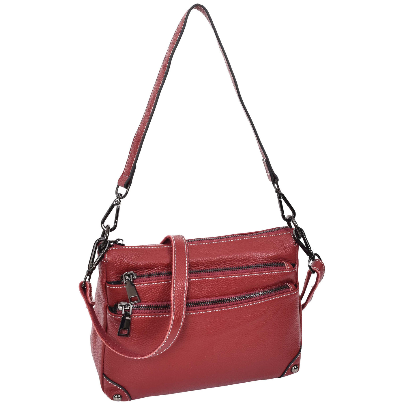 Women's Leather 2-in-1 Cross Body Shoulder Bag Olivia Red  ( Min Order From 10/Pcs )