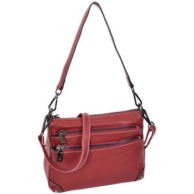 Women's Leather 2-in-1 Cross Body Shoulder Bag Olivia Red  ( Min Order From 10/Pcs )