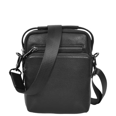 Mens Leather Small Cross Body Bag Lincoln Black ( Min Order From 10/Pce )