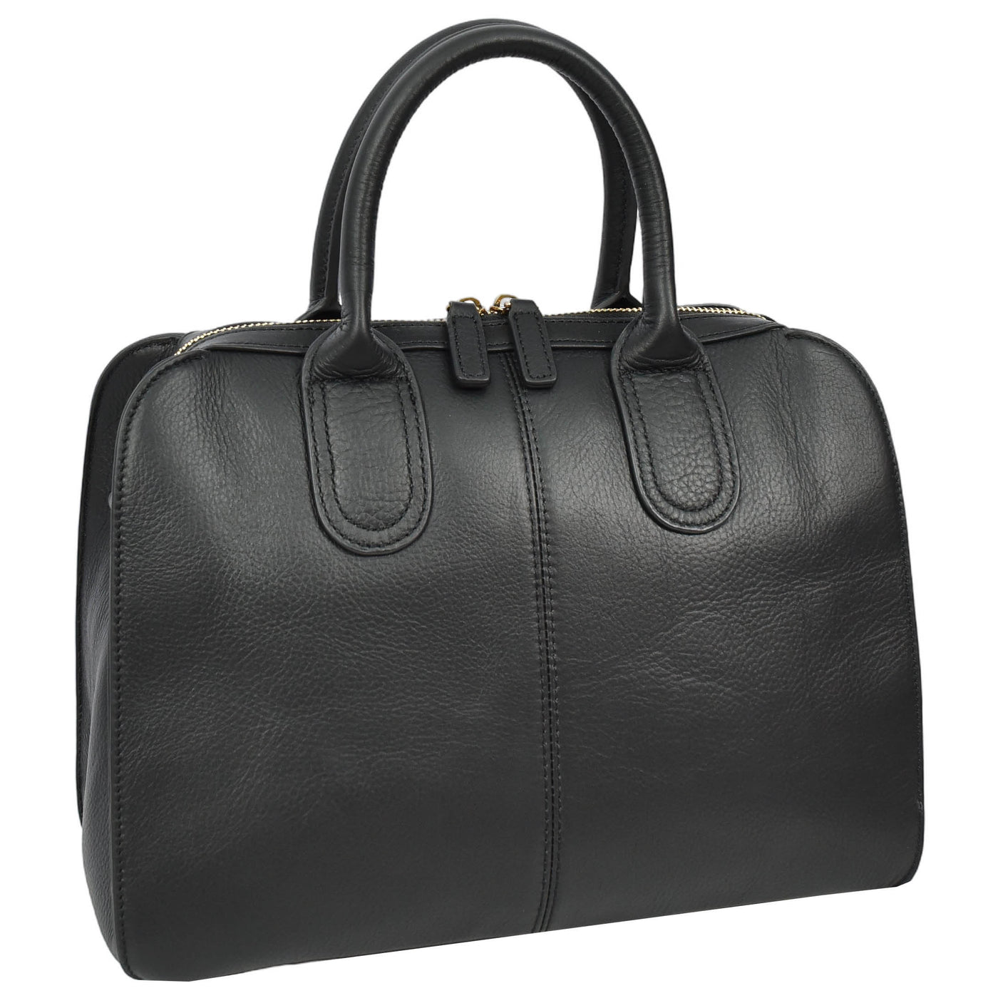 Women's Real Leather Handbag Classic Organiser Top-Handle Style Meadow Black (Min Order From 10Pcs)