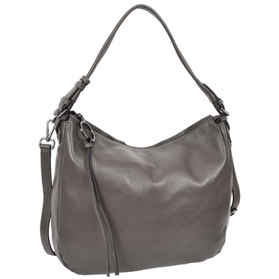 Women's Real Leather Hobo Style Handbag Diana Grey ( Min Order From 10/Pcs )