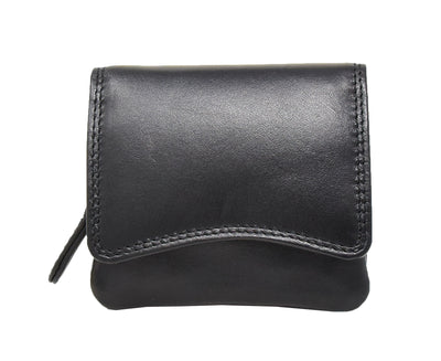 Womens Small Trifold Leather Purse Carmel Black (Min Order From 20Pcs)
