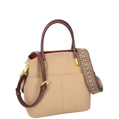 Women's Leather Top Handle Bag Ella Beige ( Min Order From 10/Pcs )
