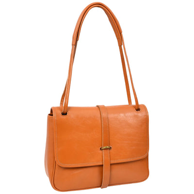 Women's Real Leather Shoulder Bag Classic Mid Size Handbag Simone Tan  (Min Order From 10Pcs)