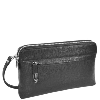 Real Leather Pouch Wrist Bag Stirling Black ( Min Order From 10/Pcs