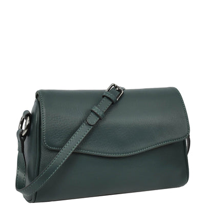 Womens Real Leather Cross Body Bag Small Organiser Classic Style Colette Green (Min Order From 10Pcs)