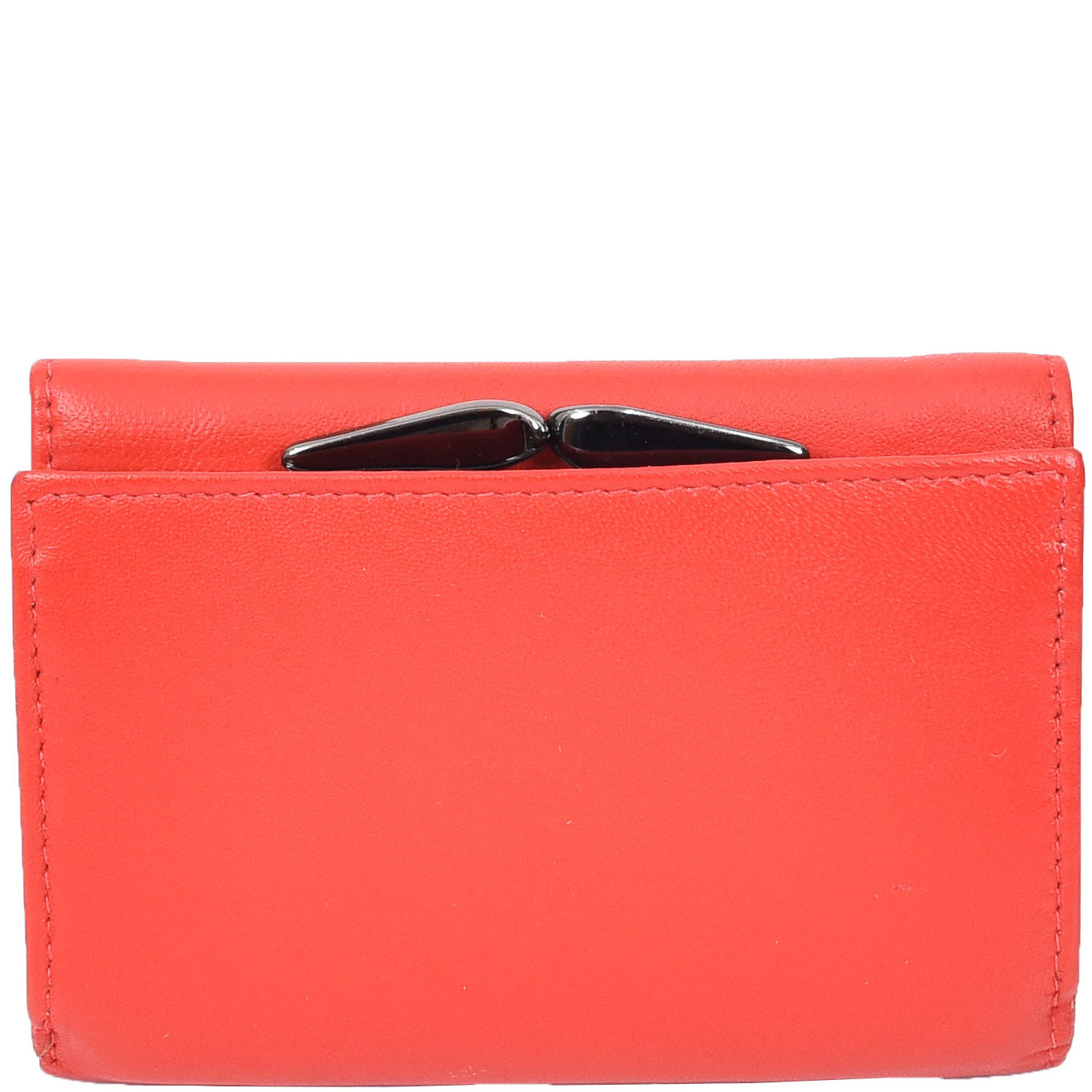 Women's Leather Trifold Metal Frame Purse Small Ravenna Red (Min Order From 20Pcs)