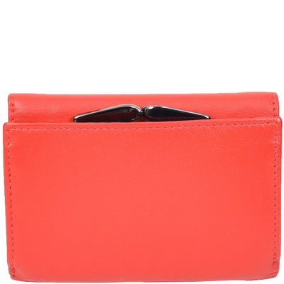 Women's Leather Trifold Metal Frame Purse Small Ravenna Red (Min Order From 20Pcs)