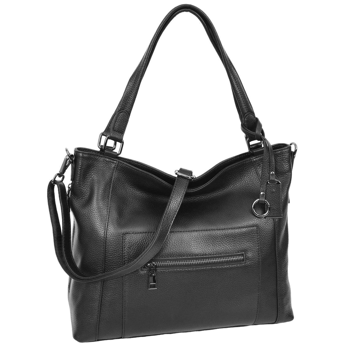 Women's Leather Tote Shoulder Handbag Evelyn Black ( Min Order From 10/Pcs )