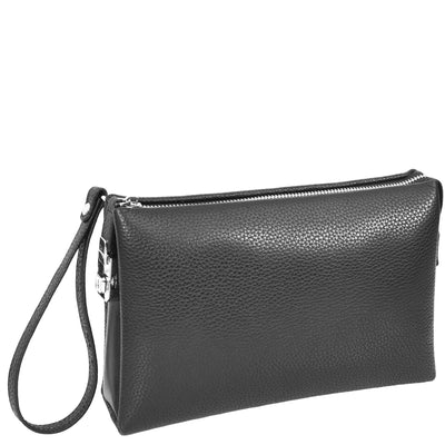 Real Leather Lockable Wrist Bag Thames Black ( Min Order From 10/Pcs )