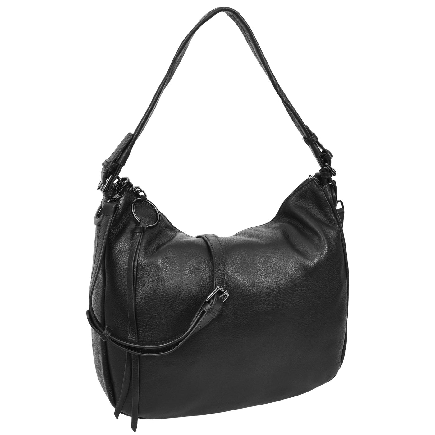Women's Real Leather Hobo Style Handbag Diana Black ( Min Order From 10/Pcs )