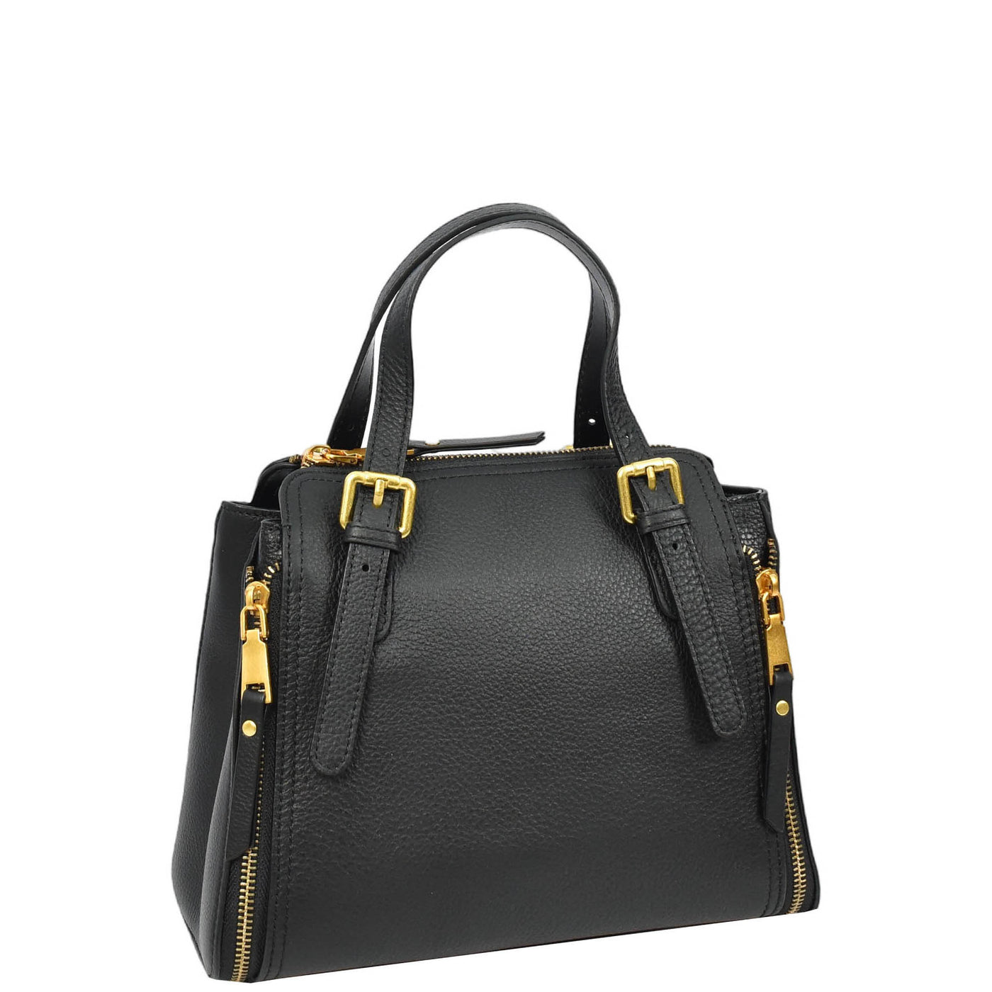 Womens Real Leather Handbag Small Size Top-Handle Style Juniper Black (Min Order From 10Pcs)