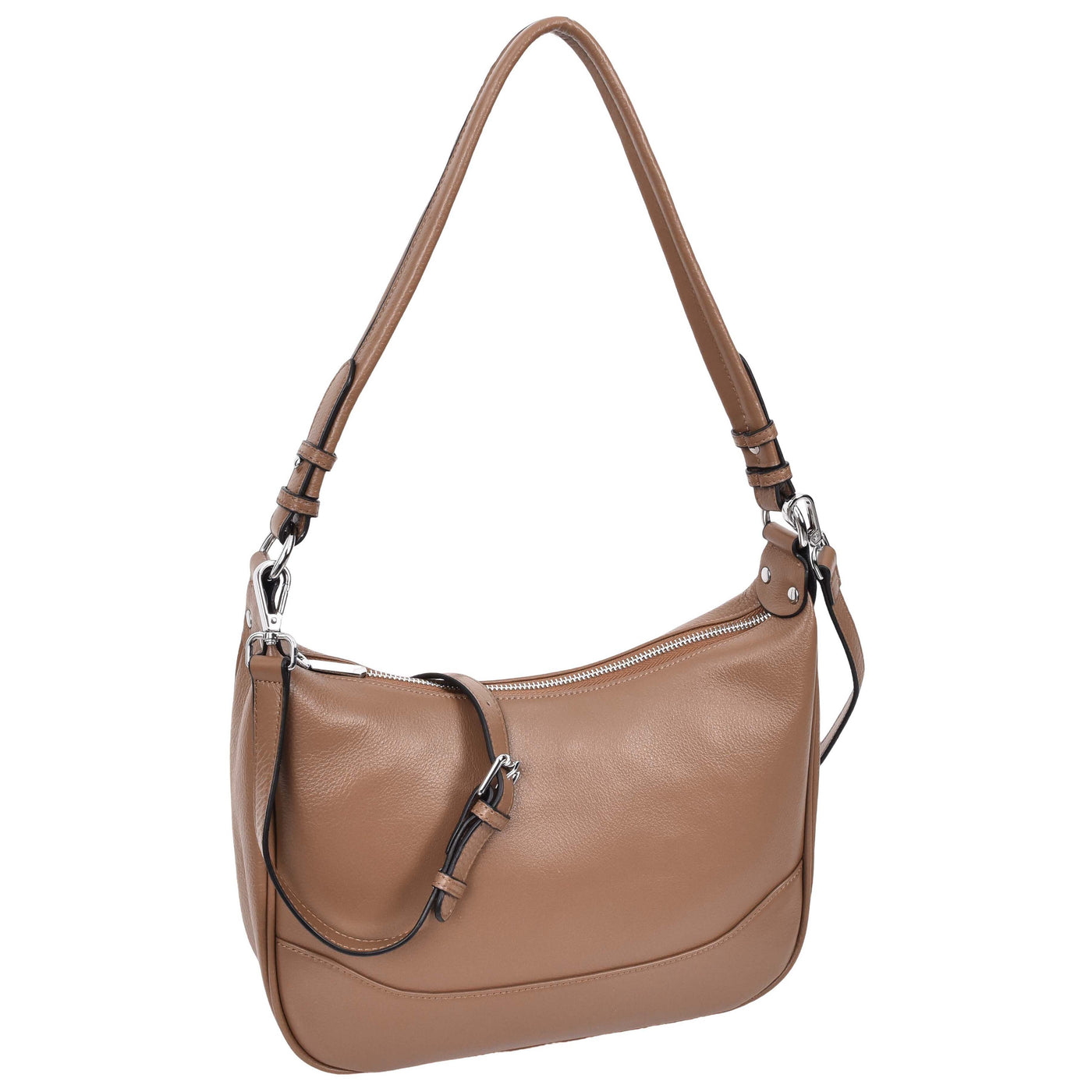 Women's Leather Hobo Style Shoulder Bag Daphne Brown ( Min Order From 10/Pcs )