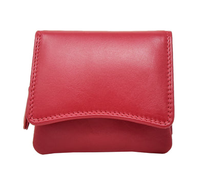 Womens Small Trifold Leather Purse Carmel RED (Min Order From 20Pcs)