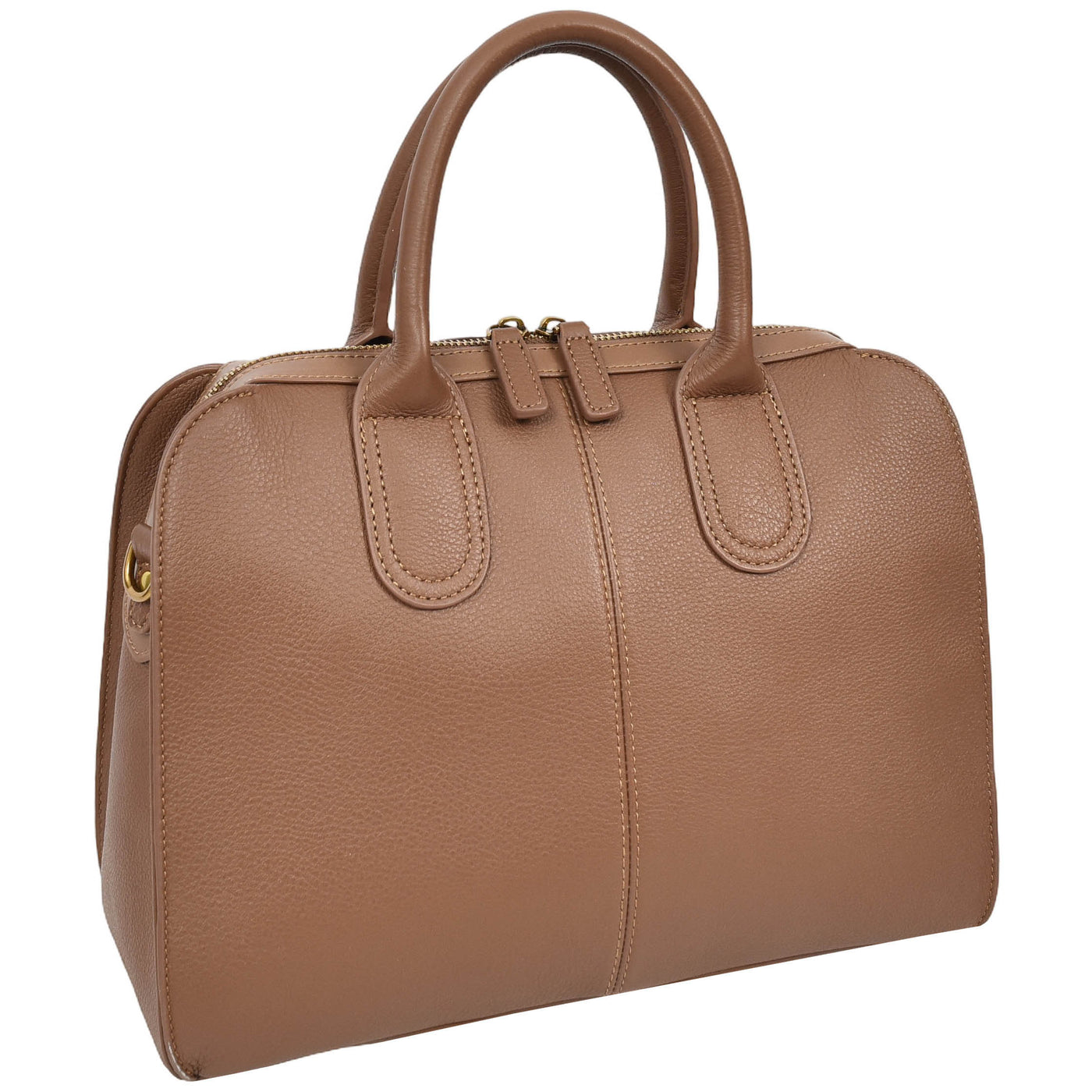 Women's Real Leather Handbag Classic Organiser Top-Handle Style Meadow Brown (Min Order From 10Pcs)