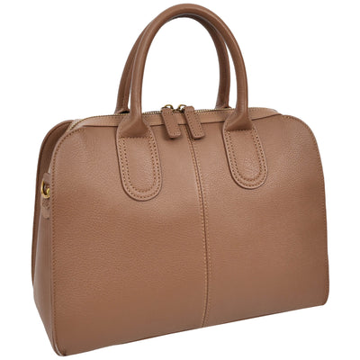 Women's Real Leather Handbag Classic Organiser Top-Handle Style Meadow Brown (Min Order From 10Pcs)