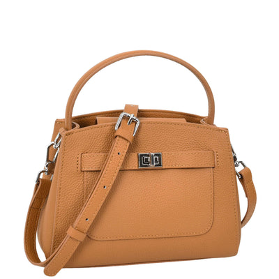 Women's Leather Top Handle Small Bag Lydia Tan ( Min Order From 10/Pcs )