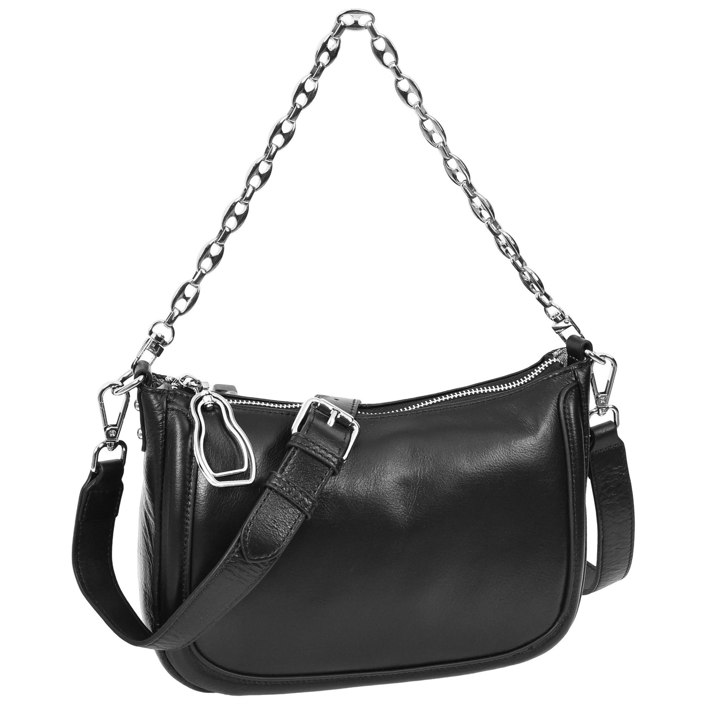 Women's Leather 2-in-1 Cross Body Handbag Aurora Black ( Min Order From 10/Pcs )