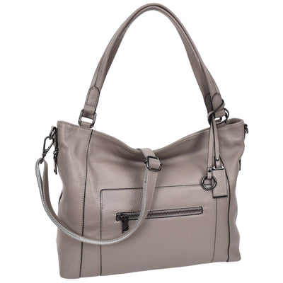 Women's Leather Tote Shoulder Handbag Evelyn Grey ( Min Order From 10/Pcs )